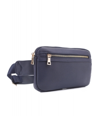 Slim Vegan Leather Fanny Pack FC19515 NAVY